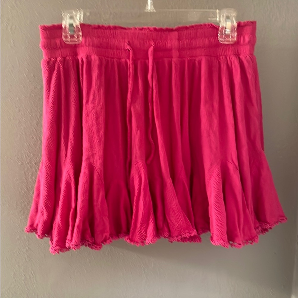 White Birch Pink Pleated Skater Mini Skirt